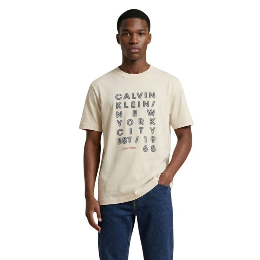 Calvin Klein Jeans Beige Cotton Men's T-Shirt
